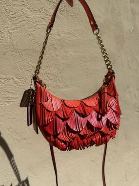 🍊 Y2K Coach Poppy Mini  Fringe Leather Shoulder/ Crossbody Bag 22484 🍊